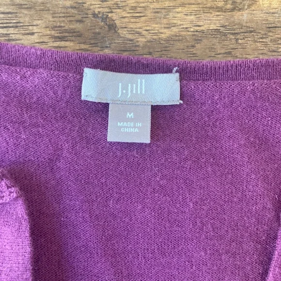 J.Jill Sweater Pullover V Neck Women's Medium Cotton Cashmere - Picture 5 of 9